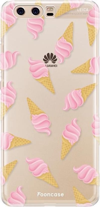 Fooncase Hoesje Geschikt voor Huawei P10 - Shockproof Case - Back Cover / Soft Case - Ice Ice Baby / Ijsjes / Roze ijsjes