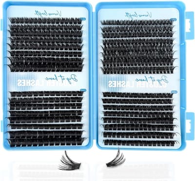 520 stuks zachte natuurlijke wimperverlenging voor vrouwen en meisjes, D-krul zwart, doe-het-zelf clusterwimpers, lichtgewicht en comfortabel, 10-16 mm mix voor een prachtige look