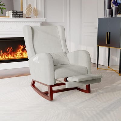Schommelstoel met Voetensteun - Relaxstoel Fauteuil - Ontspannen Zitten - Verstelbare Voetensteun - 64x67x99cm - Grijs