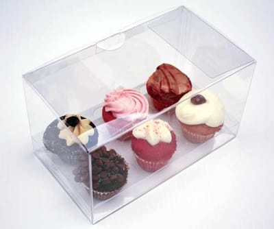 Plastic Gift Boxes for 6 mini Cupcakes or muffins 17.8x10.2x7.6cm (100 pieces)