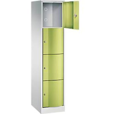 C+P lockerkast Resisto, 1 vak, 4 vakken, B 396 x D 540 x H 1950 mm, lichtgrijs