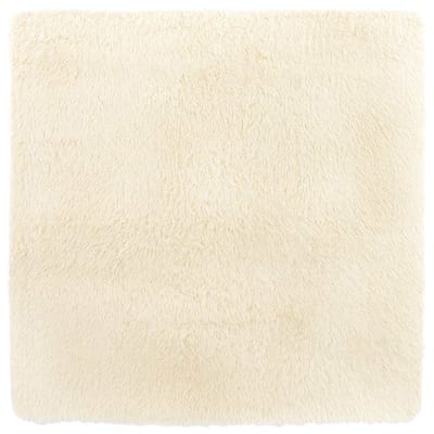 vidaXL - Hoogpolig - vloerkleed - NAVARRA - 160x160 - cm - polyester - crèmekleurig