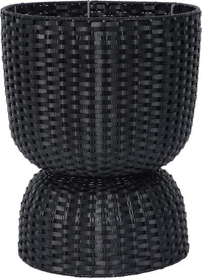 Handed By - Plantenmand - Plantenstandaard - Bloempot - Duurzaam- Handgevlochten - Handed By Twist Diabolo maat medium - zwart - black