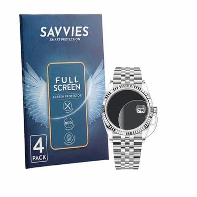 Savvies - Screenprotector voor Rolex Oyster Perpetual Datejust 36 - Folie Beschermfolie transparant volledig dekking 4 Stuks