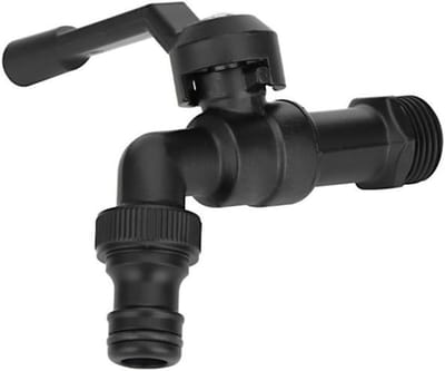 Tuinkraan met aansluiting, zwarte messing tuinslangkraan, vorstbestendige kraan, 1/2 inch dubbele uitlaat buitenkraan (enkele kop)