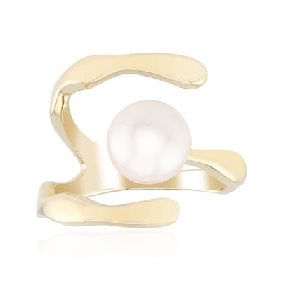 Cavill - Zilveren verstelbare ring met 7,5 mm Akoya parel - 925 Sterling Zilver verguld - Modern organisch design - Parelsieraad dames