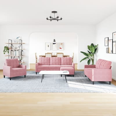 vidaXL - 4-delige - Loungeset - met - kussens - fluweel - roze