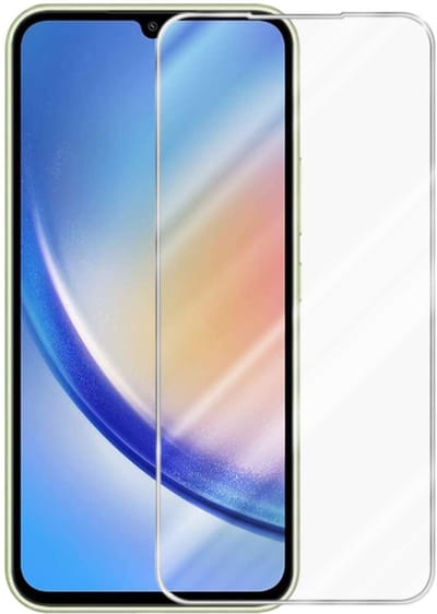 Cadorabo Screenprotector geschikt voor Samsung Galaxy A34 5G - Pantser film Beschermende film in KRISTALHELDER Geharde (Tempered) display beschermglas in 9H hardheid met 3D Touch