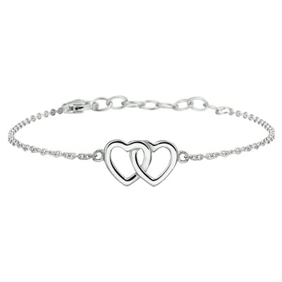 Dubbel Opengewerkt Hart Mini Armband van Zilver