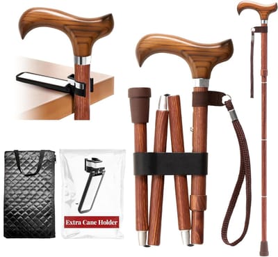 MKSS® Wandelstok Opvouwbaar - Wandelstokken Dames en Heren - Houtkleur