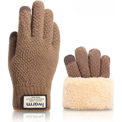 Nieuwe Winter Verdikte Touchscreen Handschoenen Dubbele Laag Pluche Warme Handschoenen Rijden Buiten Koudebestendig Gebreide Handschoenen Average size gray