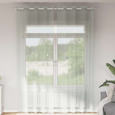 vidaXL - Gordijnen - voile - met - doorvoertules - 2 - st - 140x260 - cm - lichtgrijs