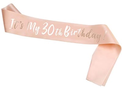 Roségouden sjerp voor 30e verjaardag - Feestaccessoire en decoratie voor vrouwen