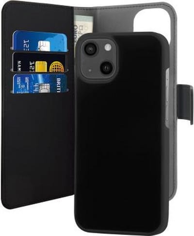 Puro, Hoesje geschikt voor iPhone 13 Mini - 2-in-1 Folio met Magnetische Backcover & Kaarthouder, Zwart