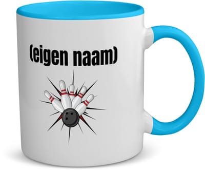Akyol - bowlen kegels met eigen naam koffiemok - theemok - blauw - Bowlen - ieman die graag bowlt - sport - bal - kegels - cadeau - verjaardag - kado - 350 ML inhoud