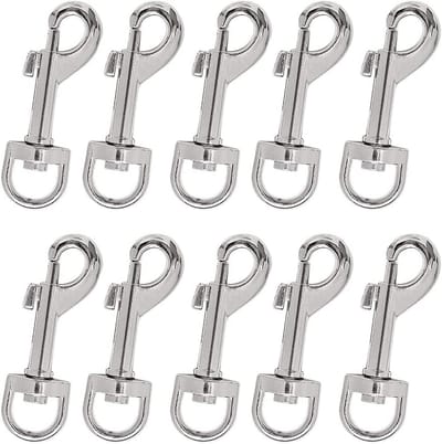 SnelShoppen - 10 Stuks 51mm Carabiner Set met Draaiarm, Schaarcarabiner en Sleutelhanger voor Hondenhalsband, Sleutels en Meer - Zilver, Duurzaam en P