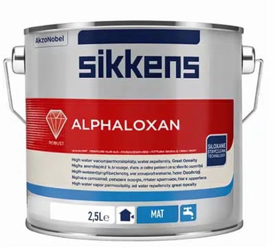 Sikkens Alphaloxan - Minerale watergedragen muurverf - Waterdampdoorlatend - 2.50 L RAL 9010 Pure White ( gebrokenwit)