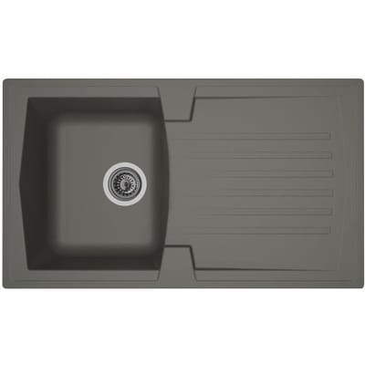 STRADOUR Evier cuisine a encastrer 1 bac + 1 égouttoir Arena - Résine - 86 x 50 cm - Gris béton