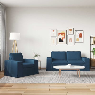 vidaXL Bankstel 2 pcs Blauw 182 x 80 x 82 cm Stof