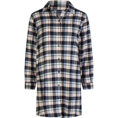 By Louise Dames Pyjama Nachthemd Lang Flanel Geruit Grijs/Roze - Maat S