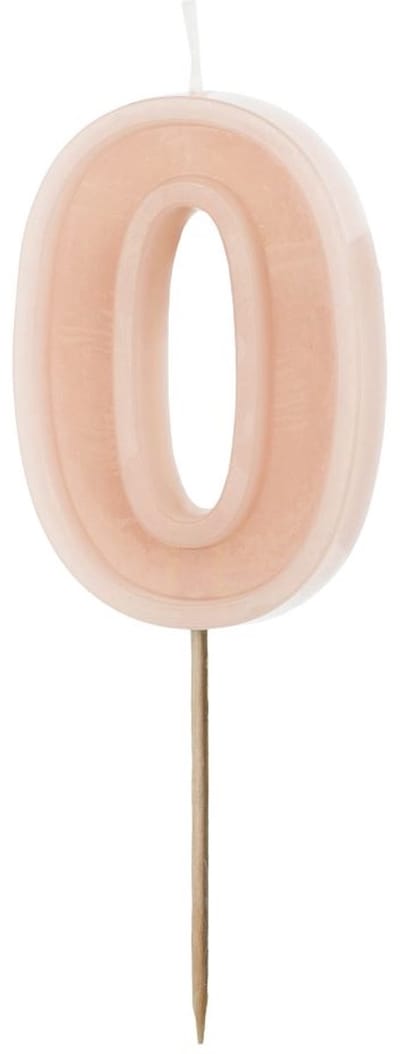 Taartkaars nummer 0 oudroze 6cm