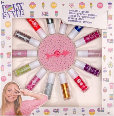 I Love My Style Lipgloss Set - Multicolor - 14 Kleuren Met Keuze Pijl - Vanaf 6 jaar - 22 x 22 cm