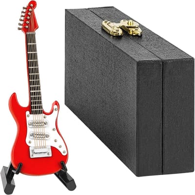 Miniatuurgitaar met standaard en koffer - 10 cm elektrische gitaar voor decoratie