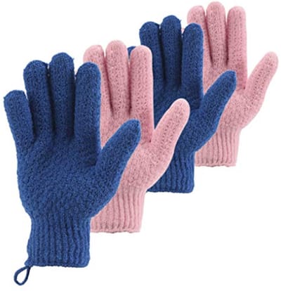 Exfoliërende Badhandschoenen - Set van 4 (2 Paar) - Voor Lichaam, Gezicht en Voeten - Luxe Douche- en Spa Ervaring