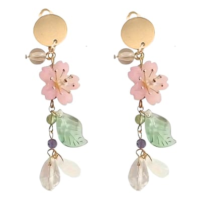 Clipoorbellen -Ashley -roze- goudkleurig-geen gaatje-Charme bijoux