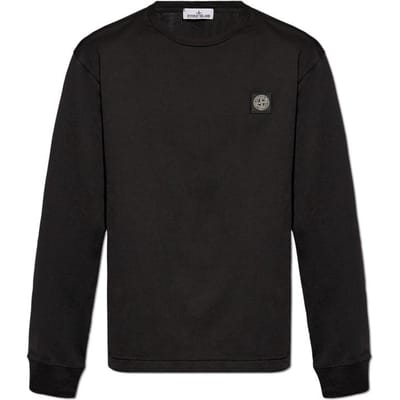 Stone Island FW24 T-shirt à manches longues en maille à col rond avec logo pour homme Hauts Noir 811522713-0-A0029 L black