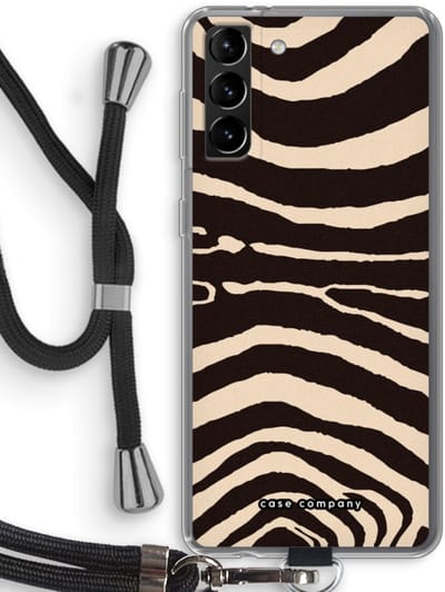 Case Company® - Hoesje met koord geschikt voor Samsung Galaxy S21 Plus hoesje met Koord - Arizona Zebra - Telefoonhoesje met Zwart Koord - Bescherming aan alle Kanten en Over de Schermrand