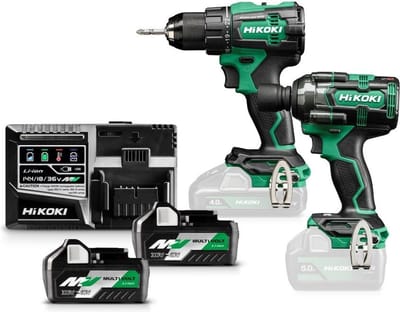 Hikoki KC18DEWJZ 18 Volt Combopack DS18DE accuboormachine+ WR18DE slagmoersleutel met 2x 5Ah multivolt accus en lader in HSC III