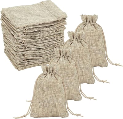 Jute verpakking zakjes 100 stuks 13,5x9,5cm koord zakken bruin - bruiloft festival huisdecoratie