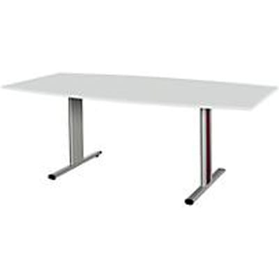 Schäfer Shop  Select Vergadertafel Planova, bootvorm, 2000 x 1000/800 mm, lichtgrijs, accentlijst bordeauxpaars