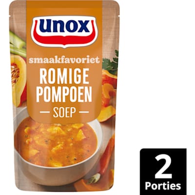 Soep in zak romige pompoen