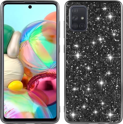 Hoesje Geschikt Voor Samsung Galaxy A73 hoesje glitter backcover – Zwart – oTronica