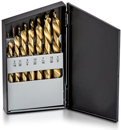 Linkse boorsetset met titanium nitride coating - 15-delige set voor precisieboren