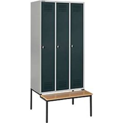 Schäfer Shop Genius Kledinglocker met zitbank, 3 compartimenten, draaigrendelslot, licht zilver/antraciet