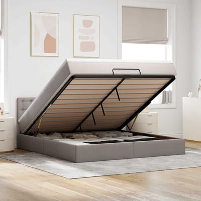 vidaXL - Ottoman - bed - met - matras - 180x200cm - stof - taupe