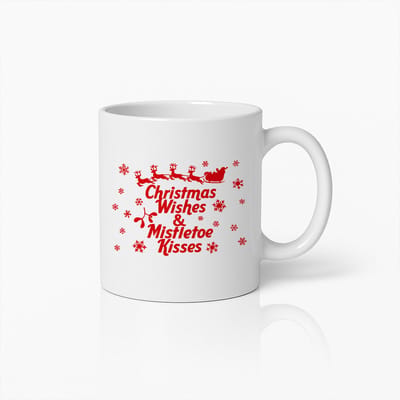 Christmas Wishes & Mistletoe Kisses Mok 330ml – Feestelijke Kerst Koffiebeker – Perfect Kerstcadeau voor Vrienden & Familie