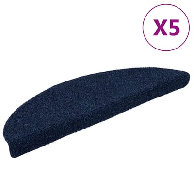 vidaXL - Trapmatten - zelfklevend - 5 - stuks - 56x17x3 - cm - marineblauw - halfrond