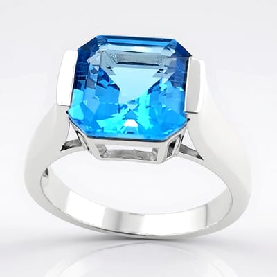 Cavill - Zilveren ring - 925 Sterling Zilver - Marambaia Topaas 4,698 ct - Achthoekige Asscher geslepen - Elegante Damesring - Rhodium