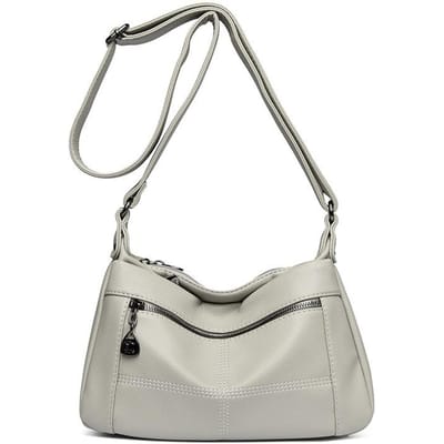 Crossbodytas voor Dames Nieuwe Mode en Veelzijdig Casual Middenjarige en Oudere Moeders Eénschouder Crossbodytas Zacht Leer Tas met Grote Capaciteit gray