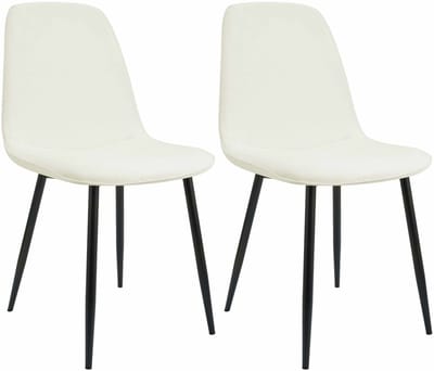 CLP Maryam Set van 2 eetkamerstoelen - klassiek - met rugleuning - zwart metalen frame - belastbaar tot 150 kg - Stof/creme