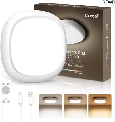 RFWR® Draadloze Plafondlamp met Bewegingssensor en Afstandsbediening - Oplaadbaar LED - Waterdicht - 550 Lumen