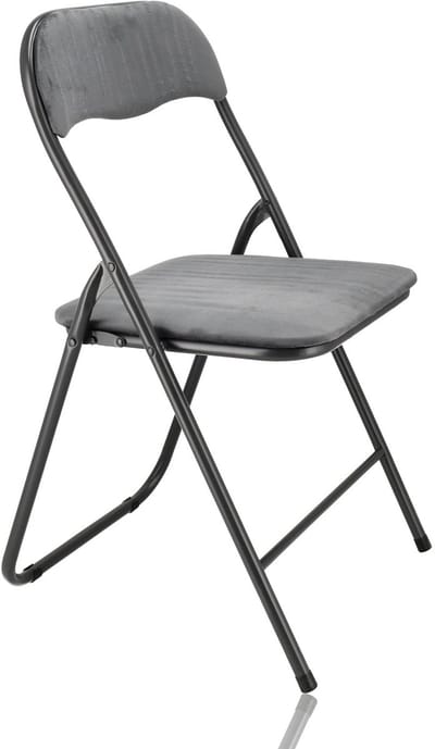 Klapstoel Fluweel Velvet Grijs met Kussen – Zithoogte van 44 cm - Opvouwbaar Vouwstoel voor Woonkamer, en meer