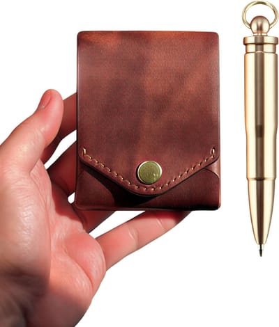 Retro compacte portemonnee van kunstleer – multifunctioneel met pen – unisex – eenvoudige opbergruimte voor documenten en pasjes – lichtgewicht, anti-diefstal en schokbestendig