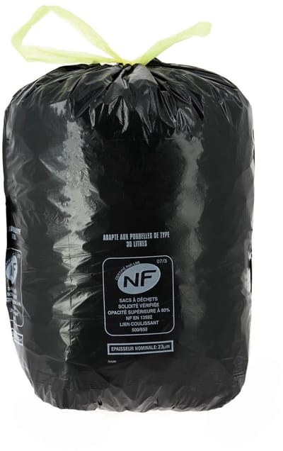 Vuilniszakken - Afvalzakken - Huishoudelijk Gebruik - Trekkoord Sluiting - 30 Liter - Zwart