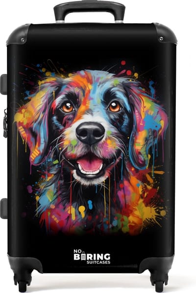 NoBoringSuitcases.com® - Kinderkoffer - Kindertrolley - Hond als kleurrijke graffiti art - Koffer kind groot - Rolkoffer lichtgewicht - Reiskoffer met 4 wielen - Grote trolley XL - 20 kg bagage