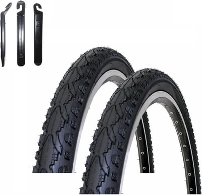 2x Fietsbanden 16 inch Fietsmantel Zwart 47-305 Inclusief Bandenlichters
